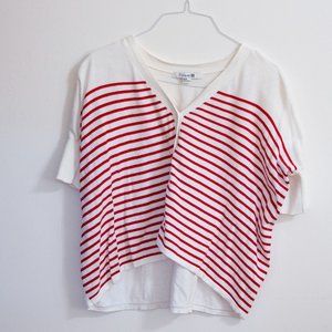 Forever 21 short sleeve white with red stripes cotton shirt.  Size M